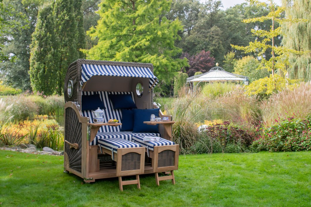 Strandkorb Rantum Grande Teak PE grey Dessin 545